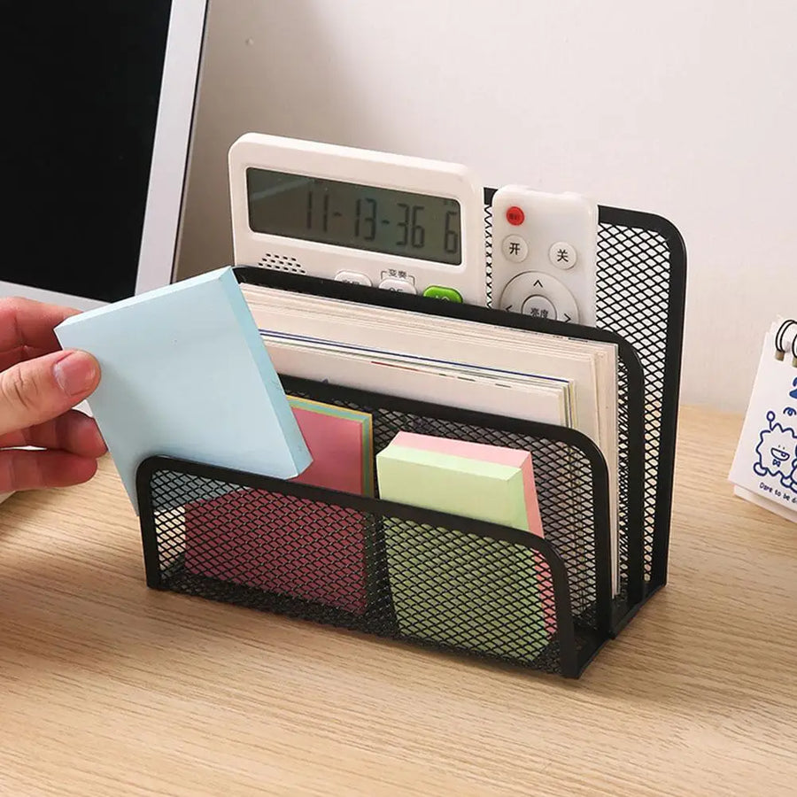 Metal Mesh Desk Organizer — 3-Tier Document and Mail Holder