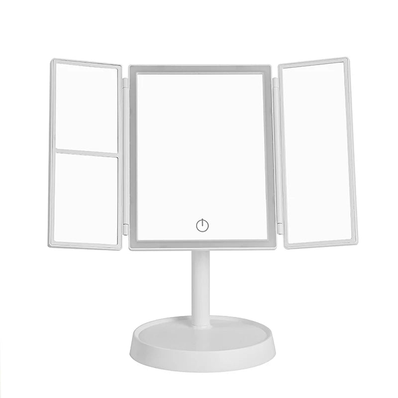HAOYUNMA Foldable LED Makeup Mirror — 3-Tone Lighting & Magnifying Desktop Vanity