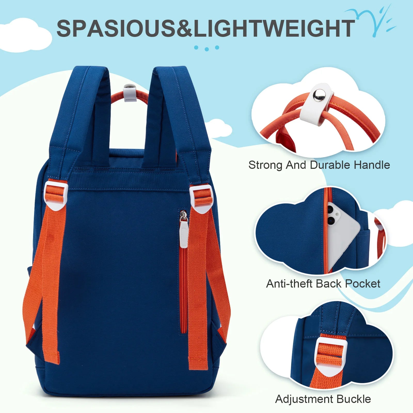 Fewchor Unisex School Backpack — Lightweight Patchwork Daypack for Students