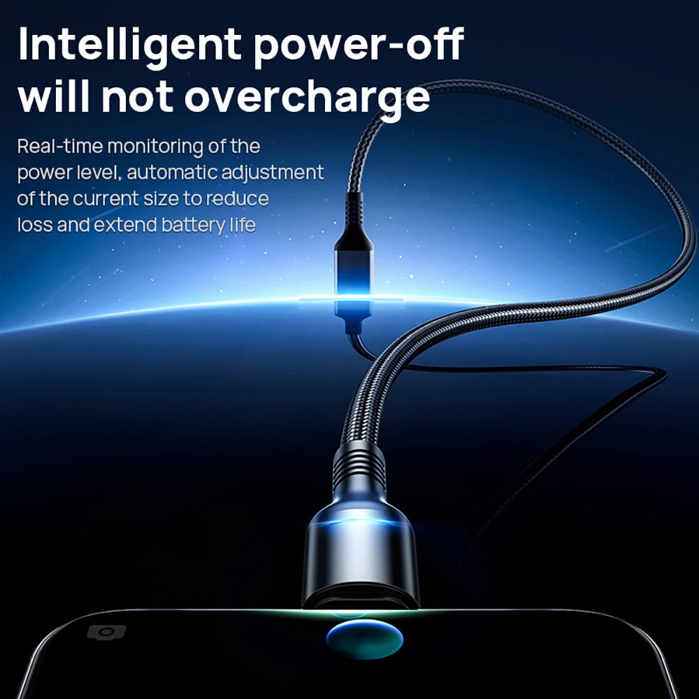 kebiss USB-C 100W Fast Charging Cable — Smart LED Display & Nylon Braid