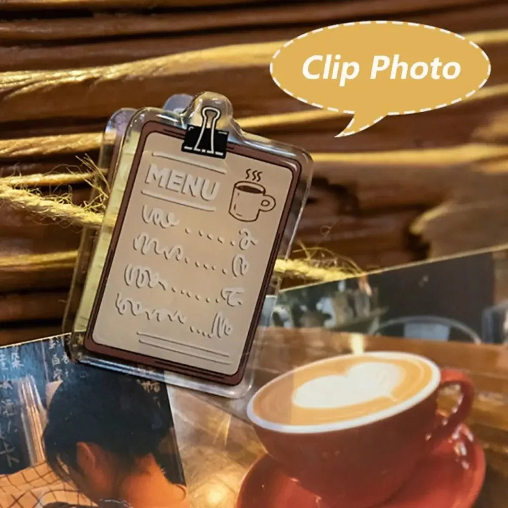 Coffee Cup Acrylic Binder Clips — Vintage Style Stationery for Paper & Notes