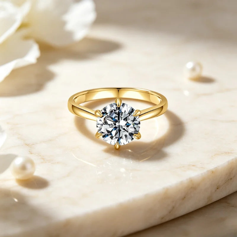 YUKOOL Cubic Zirconia Halo Ring — 18K Gold Plated Elegant Wedding Jewelry