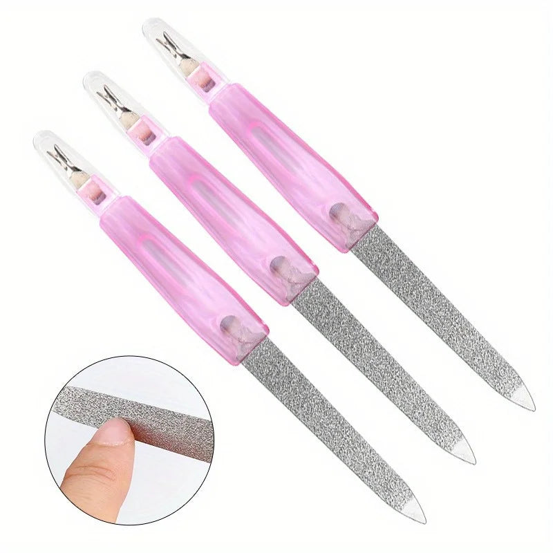 Stainless Steel 2-in-1 Nail File Buffer — Professional Manicure Tool