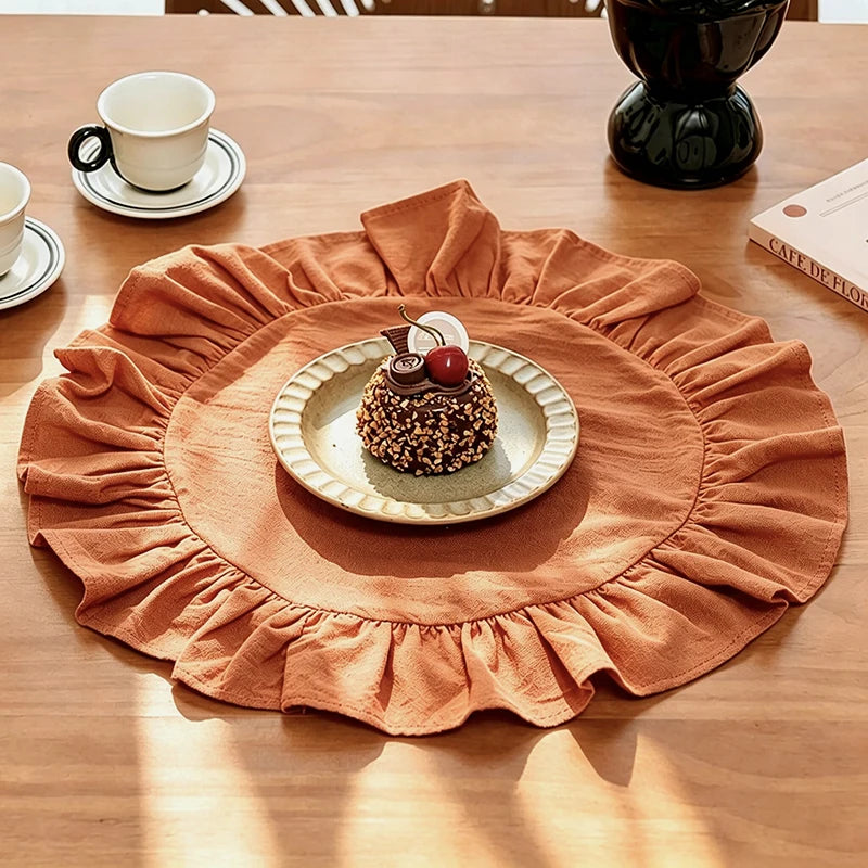 Cotton Ruffle Placemats and Napkins — Elegant Table Decor for Dining