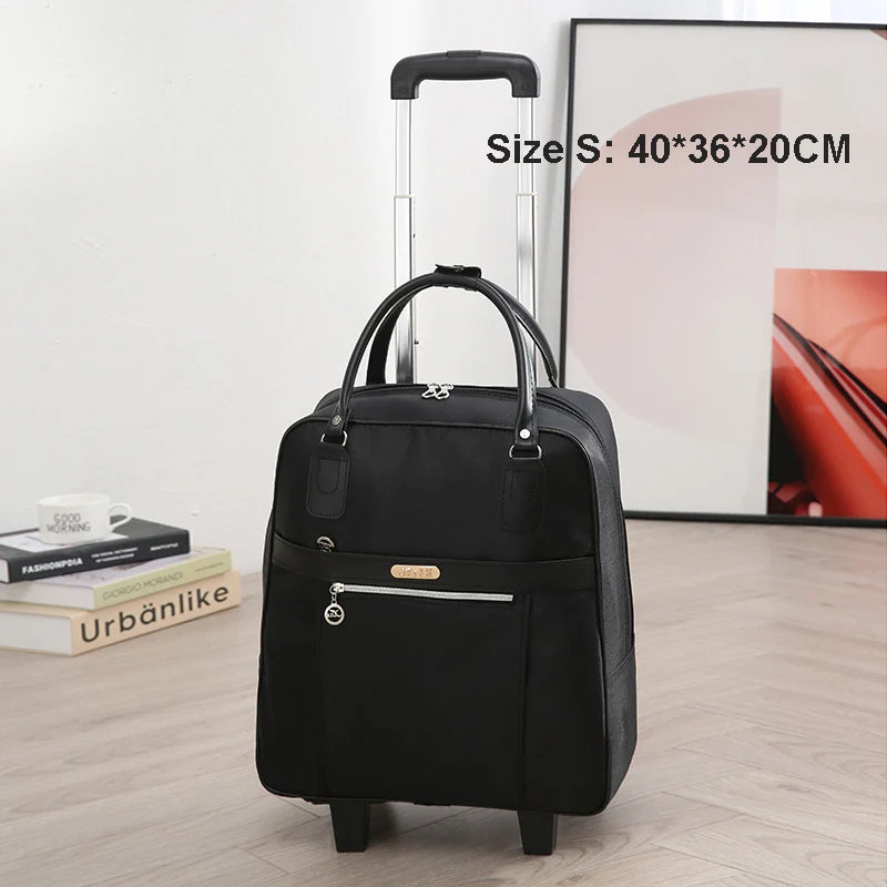 Rolling Travel Luggage Bag — Waterproof Oxford Cloth Suitcase with Wheels
