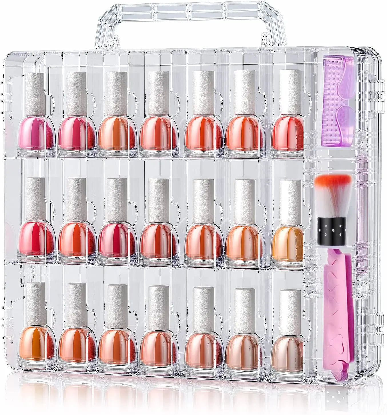 Portable Nail Polish Organizer — Double-Sided Clear Storage Case