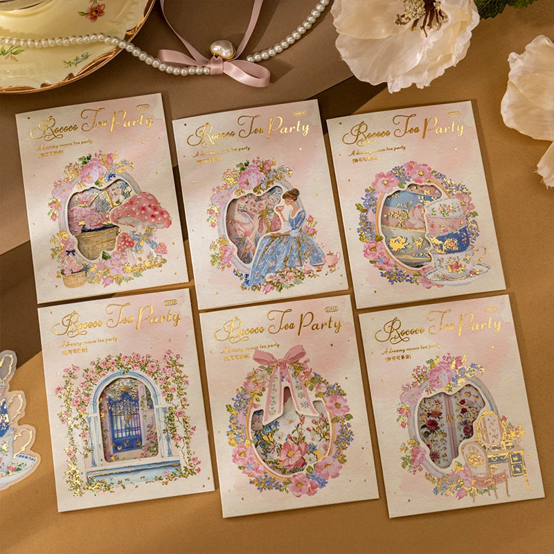 Rococo Theme Decorative Stickers — 10 Sheets of Large PET Decals for Scrapbooking