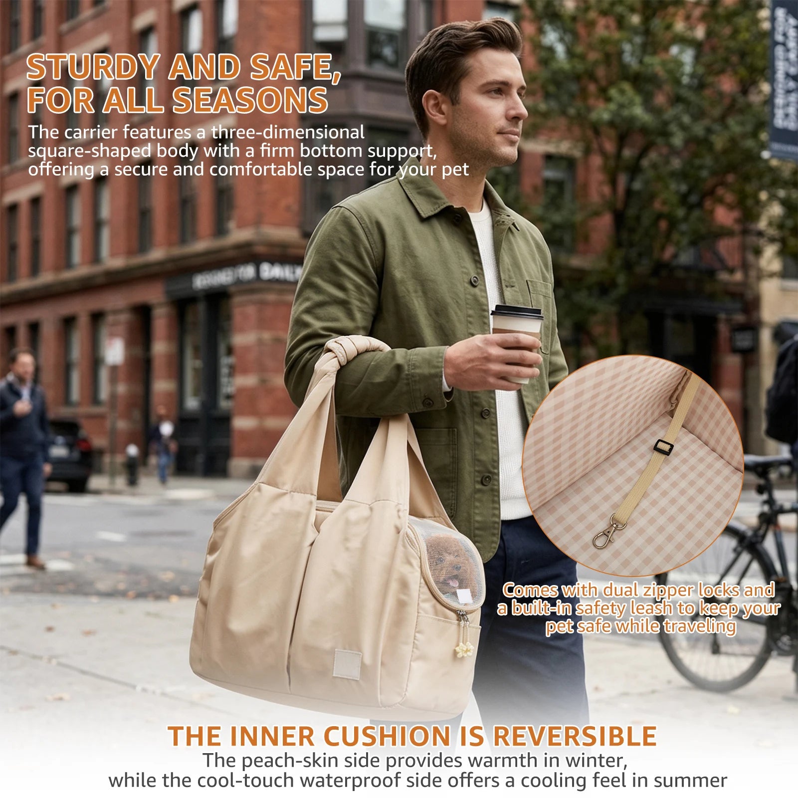 Portable Pet Carrier Tote Bag — Breathable Travel Handbag with Safety Lead