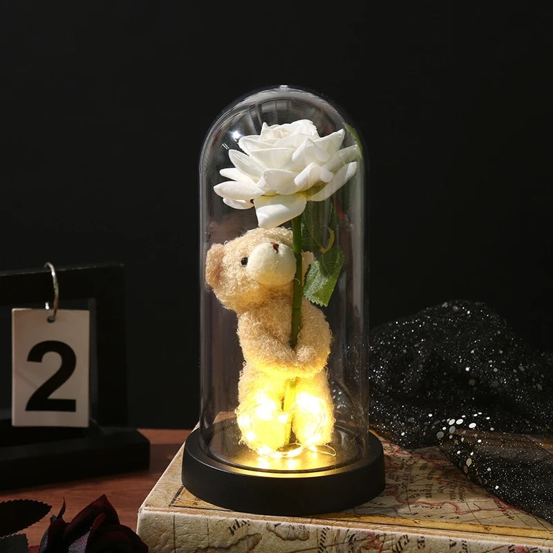 Eternal Rose in Glass Dome — LED Light Decorative Flower Gift