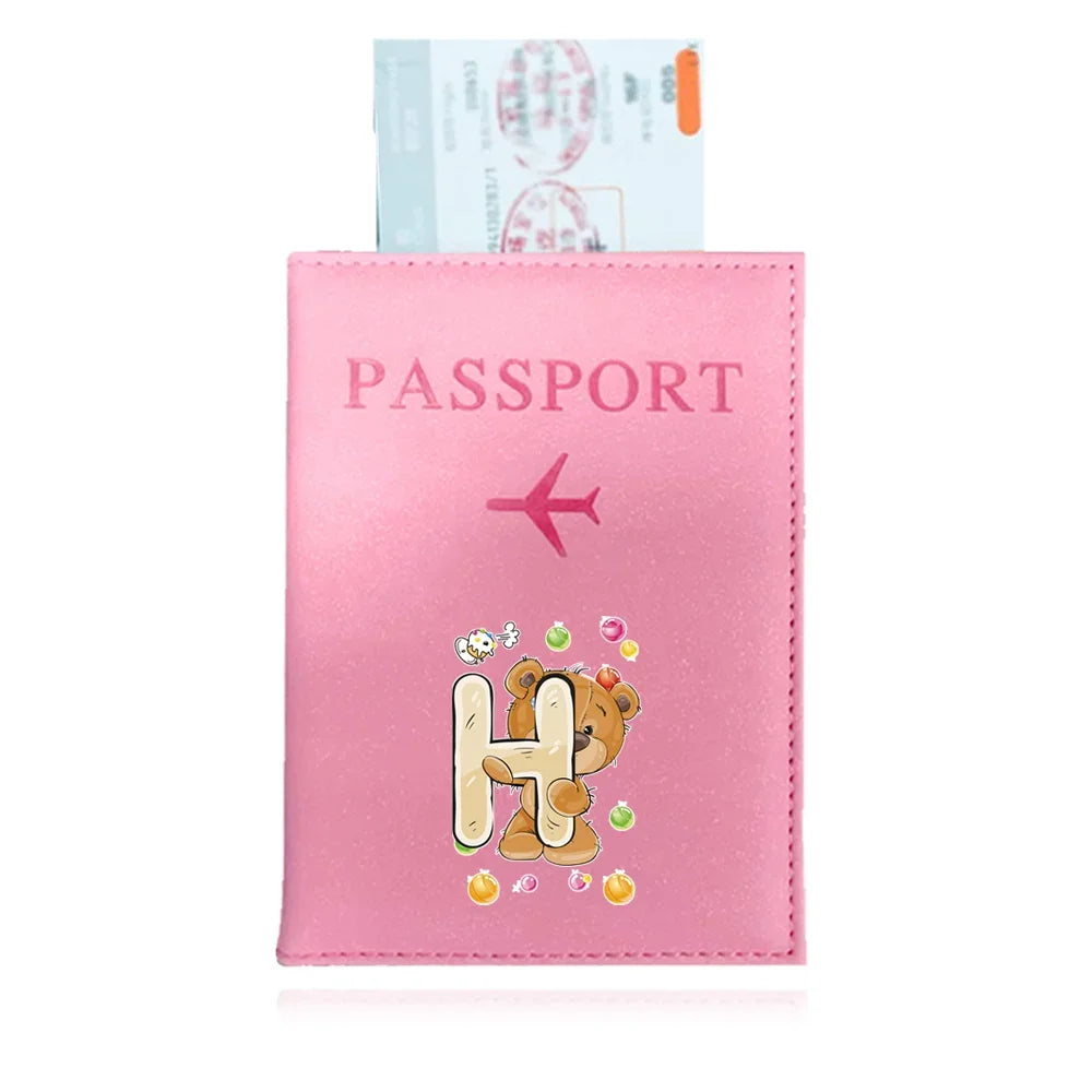 Bear Pattern Passport Cover — Protective PU Leather Travel Holder