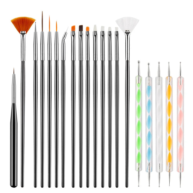 Professional Nail Art Brush Set — Dotting Tools and Design Pens
