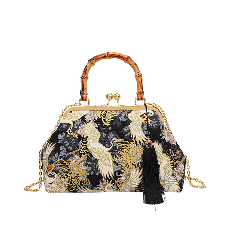 badiman Luxury Evening Clutch Bag — Elegant Rattan Handle Shoulder Purse