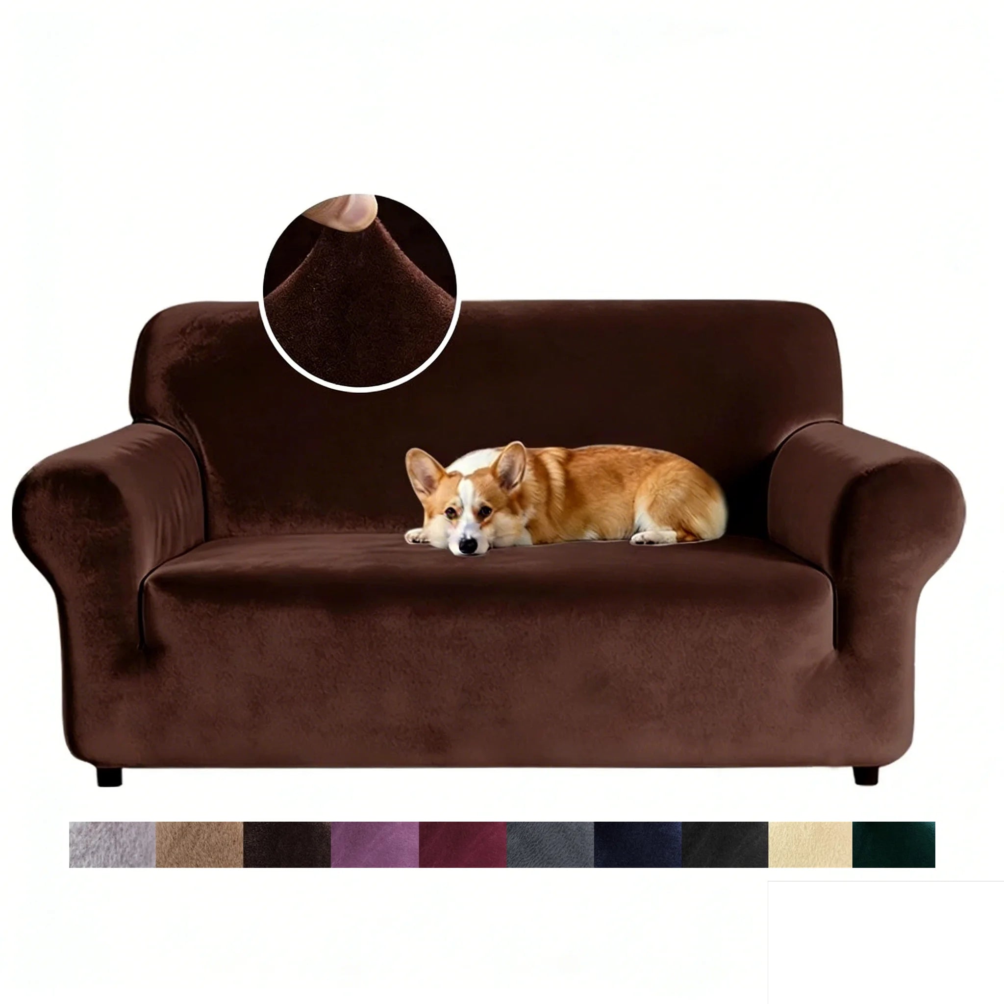 Velvet Stretch Sofa Cover — Plush Elastic Slipcover for Living Room