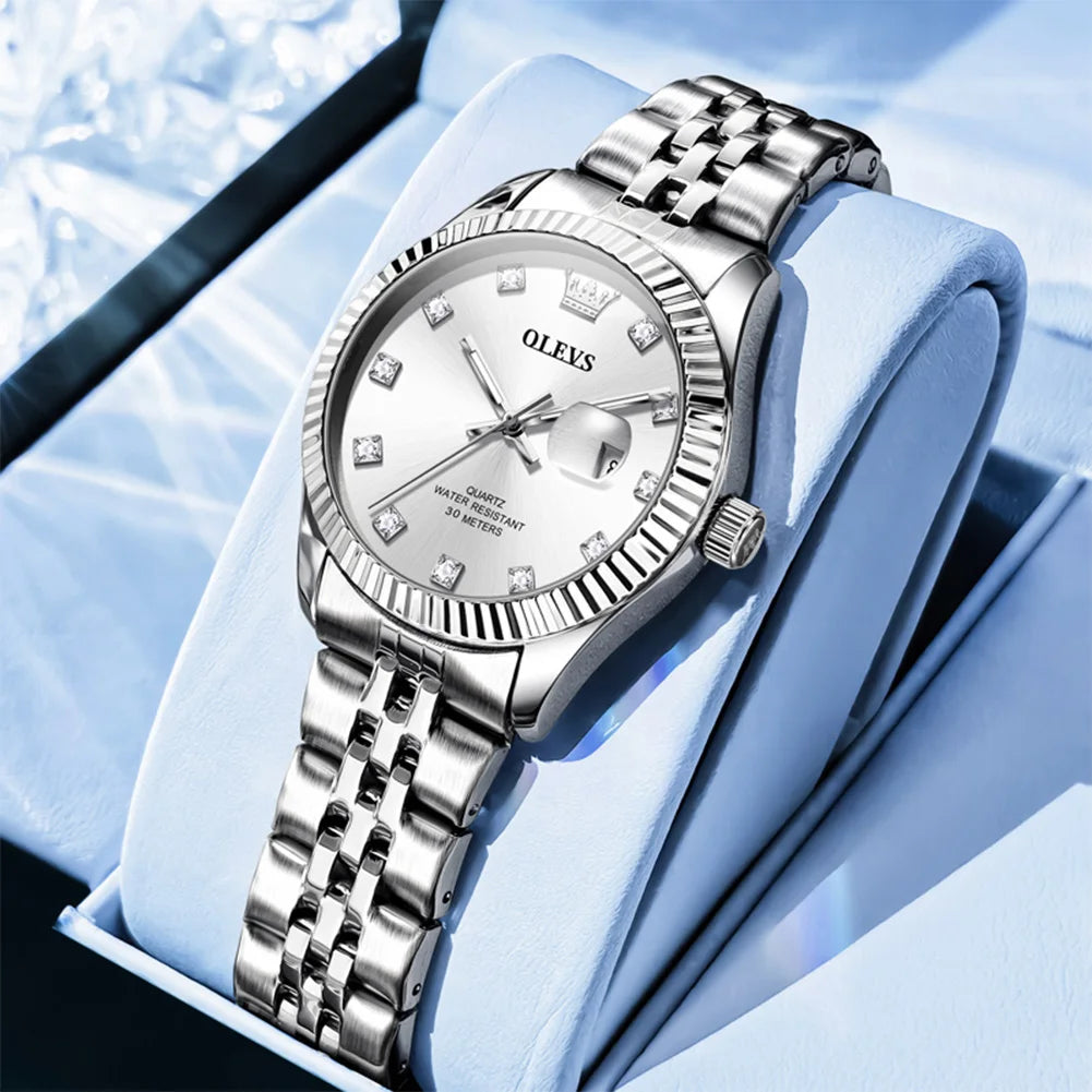OLEVS Women's Elegant Quartz Watch — Stainless Steel Fashion Accessory