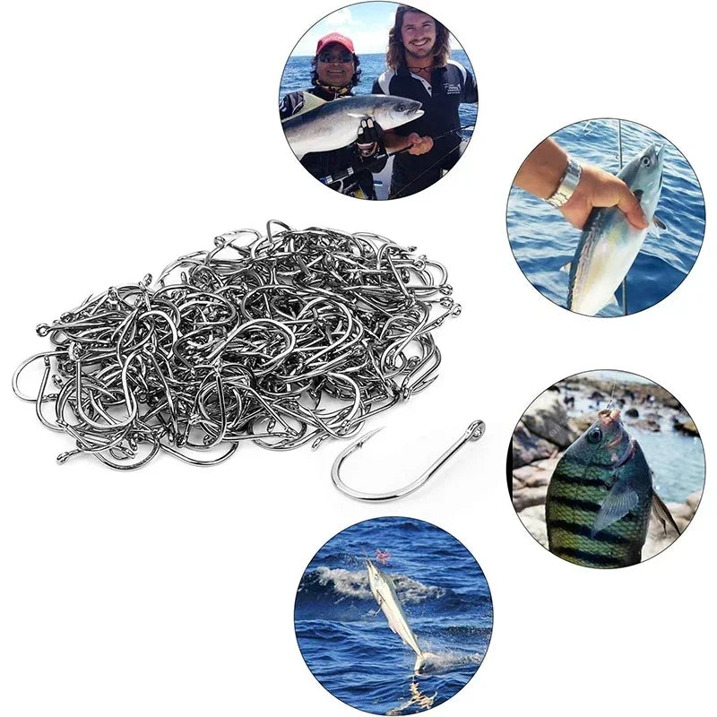 Carbon Steel Fishing Hooks — Sharp Barbed Circle Hooks for Saltwater & Freshwater