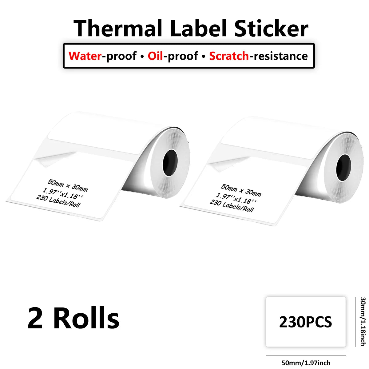 White Square Label Rolls — Versatile Adhesive Paper Stickers