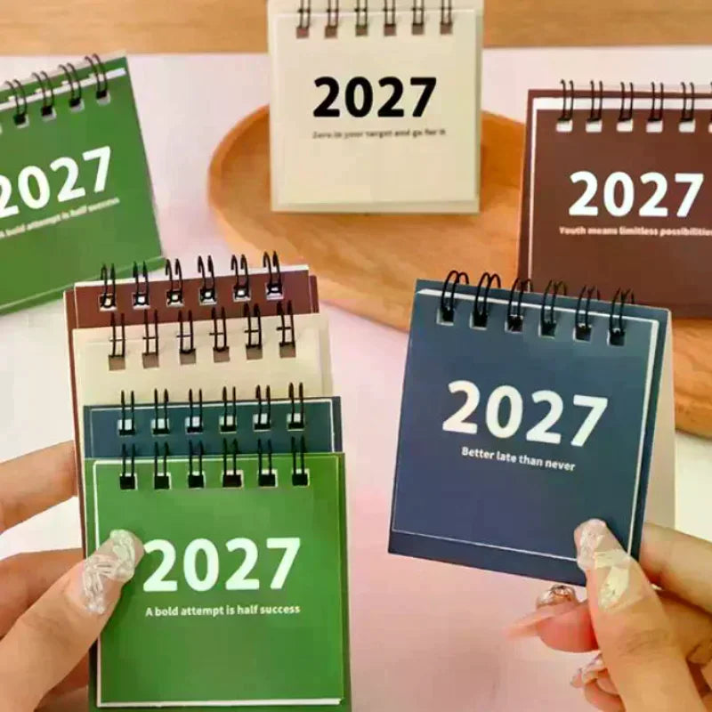 TPXCKz 2027 Mini Desk Calendar — Portable Daily Planner for Home and Office
