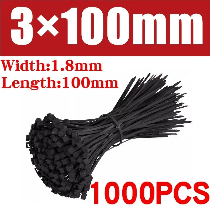 Nylon Cable Tie Set — Self-Locking Plastic Zip Wraps for Wire Management