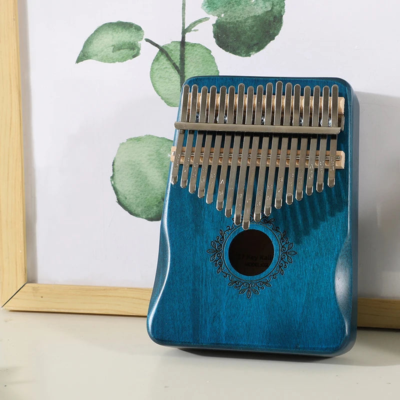 17 Key Kalimba Thumb Piano — Mahogany Wood Musical Instrument with Learning Book
