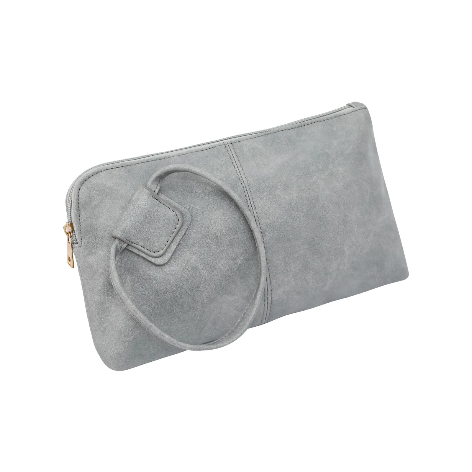 DANCURKEY Vegan Leather Wristlet Clutch — Elegant Evening Bag with Round Handle
