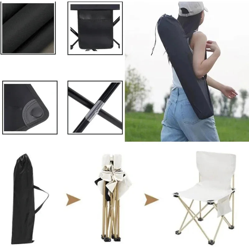 Foldable Outdoor Camping Chair — Portable Leisure Seat with Cup Holder