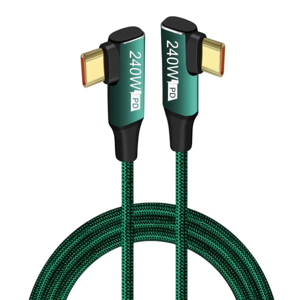 USB C Fast Charging Cable — 240W High-Speed Data Cord, 90 Degree Design