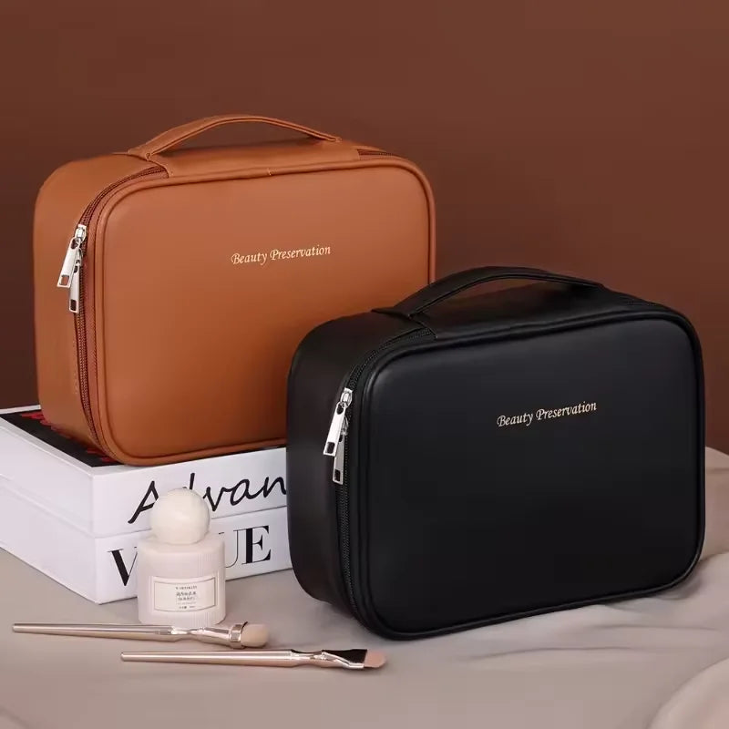 Women's Double Layer Cosmetic Bag — Large Capacity Makeup Organizer