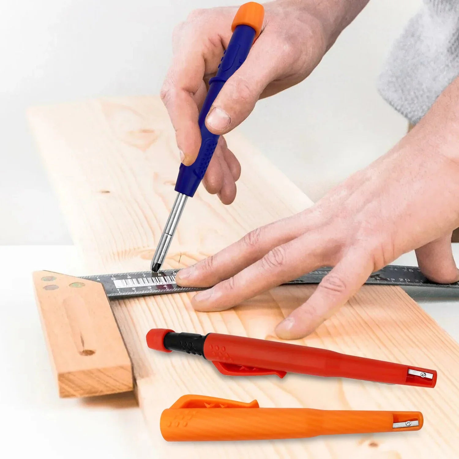 Solid Carpenter Mechanical Pencil — Integrated Sharpener & Woodworking Tool