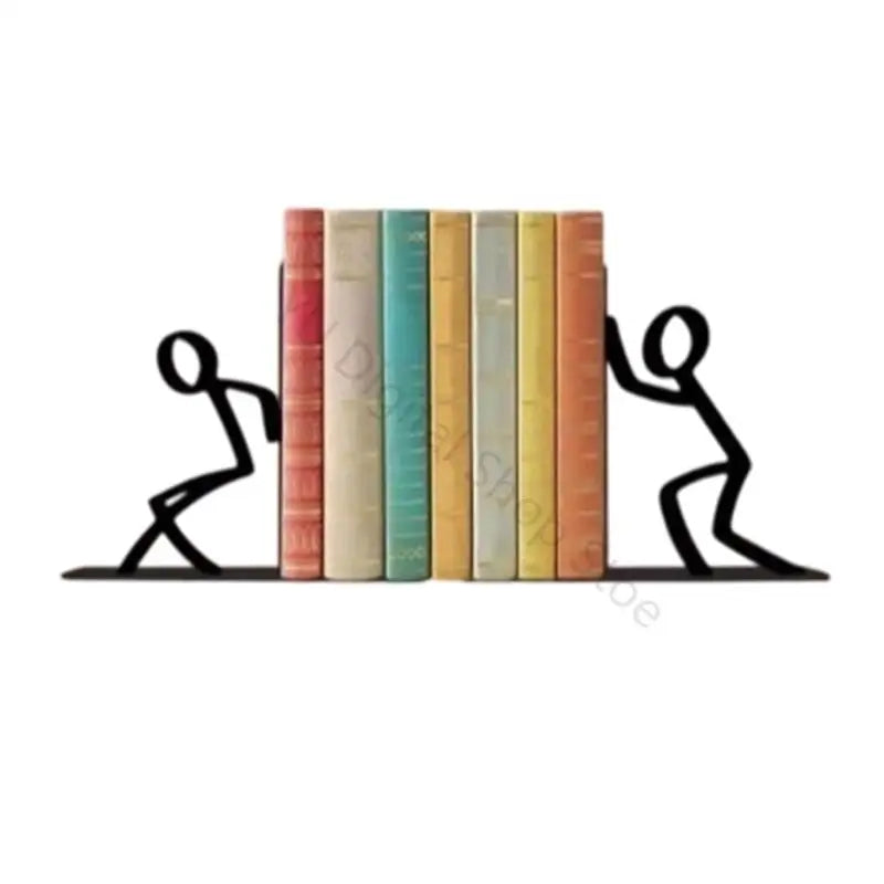 Metal Decorative Bookend Set — Playful Figure Design for Desk and Shelves