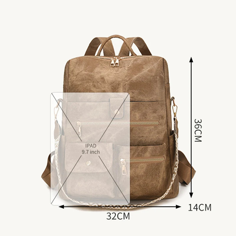 Biutefo Women's PU Leather Backpack — Lightweight Fashion Daypack for Travel