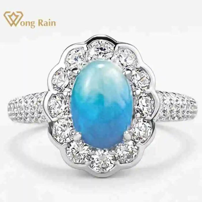 Wong Rain Larimar Gemstone Ring — Vintage 925 Sterling Silver Jewelry