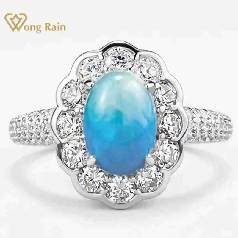 Wong Rain Larimar Gemstone Ring — Vintage 925 Sterling Silver Jewelry