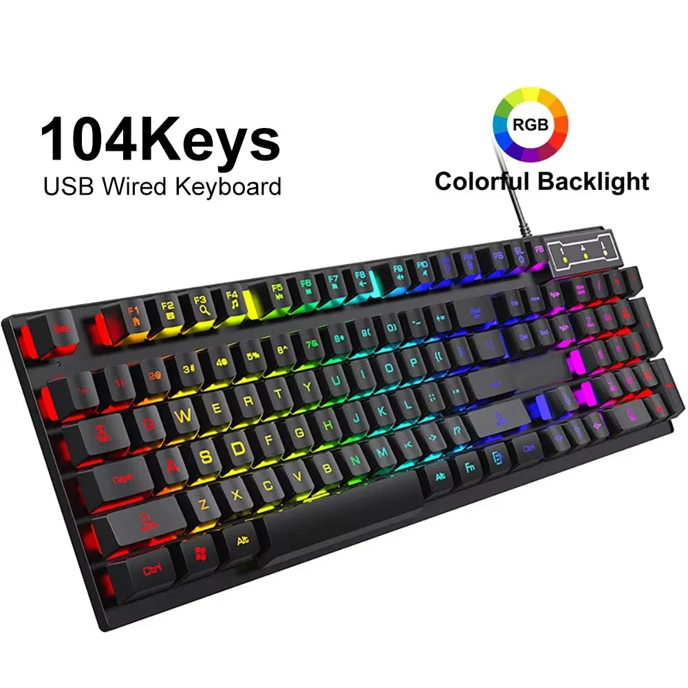 kebidumei Wired Keyboard and Mouse Combo — RGB Backlit Gaming Set