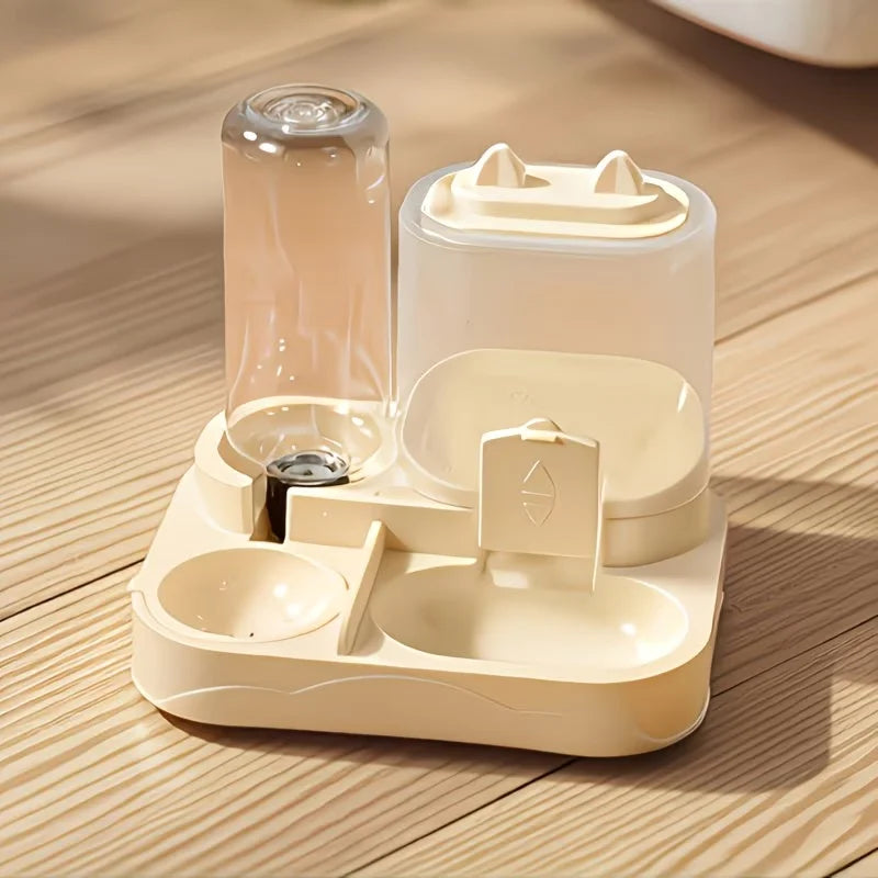 2-in-1 Pet Feeder and Water Dispenser — Dry and Wet Food Separation