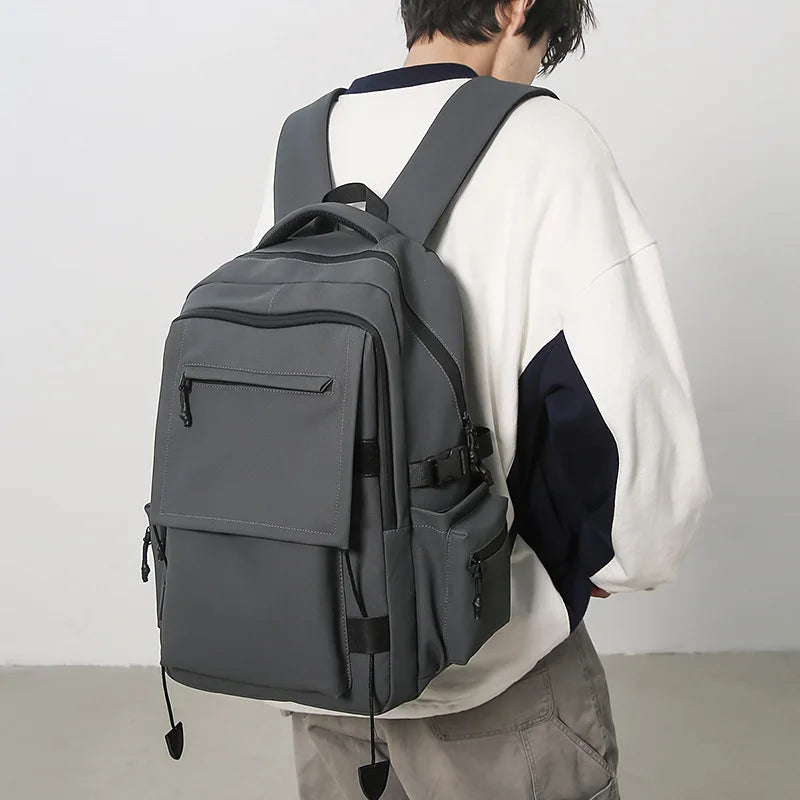 Large Capacity Denim Backpack — Stylish Multi-Pocket Laptop Bag