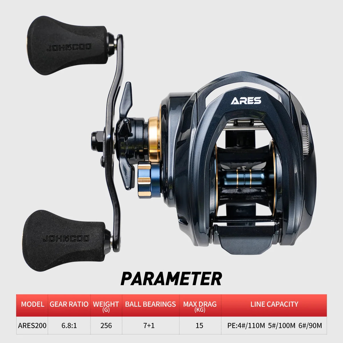 JOHNCOO Baitcasting Fishing Reel — High Drag Metal Body for Saltwater & Freshwater