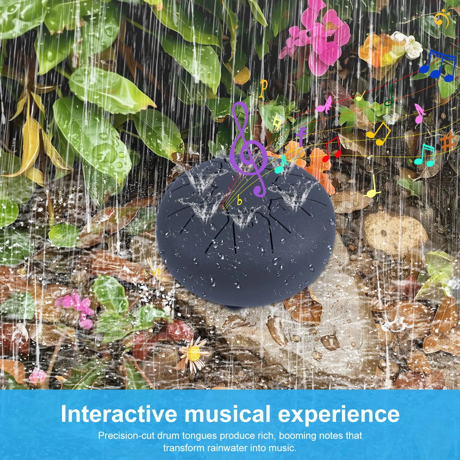 Steel Tongue Rain Drum — Outdoor Musical Garden Decor & Percussion