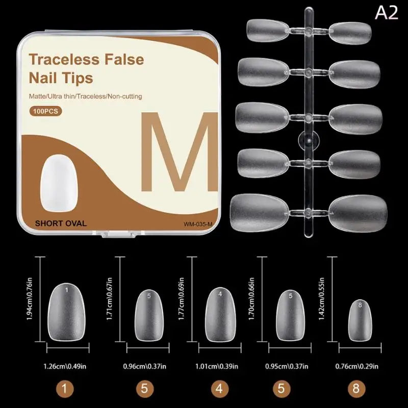 100PCS Clear False Nail Tips — Full Cover Press-On Extensions