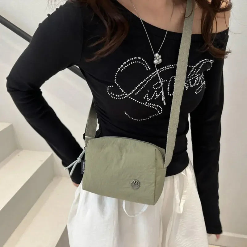 Women's Mini Nylon Crossbody Bag — Multi-Compartment Square Purse for Travel