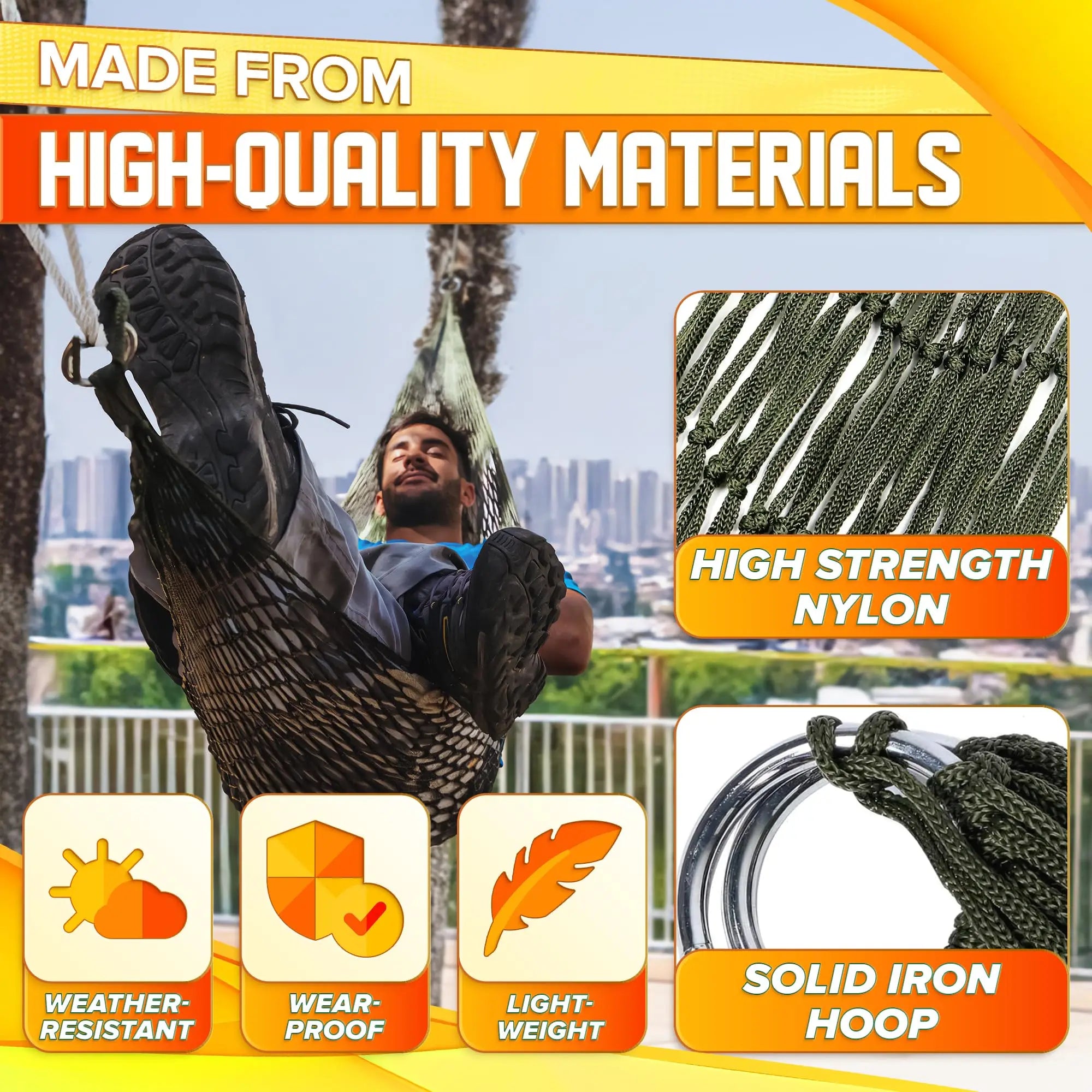 Portable Nylon Camping Hammock — Lightweight Outdoor Net Swing for Hiking