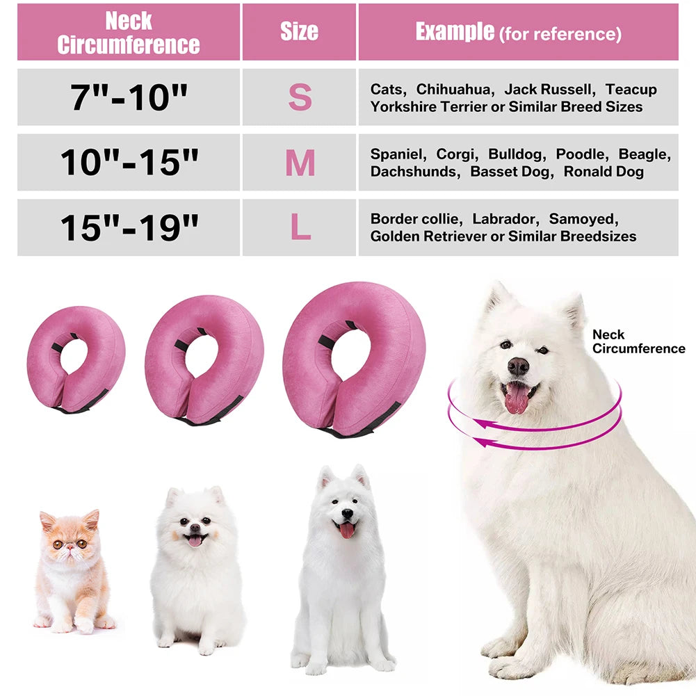 Inflatable Pet Recovery Collar — Soft Protective Cone for Dogs and Cats