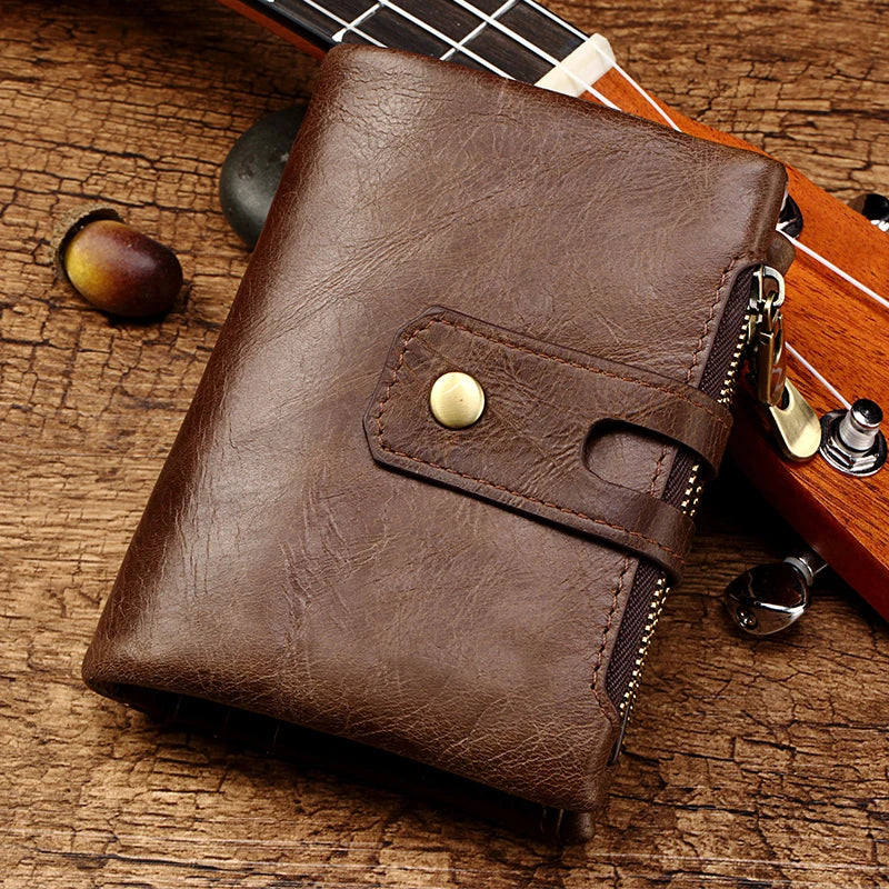 HUMERPAUL Retro Genuine Leather Wallet — RFID Blocking Bifold Coin Purse