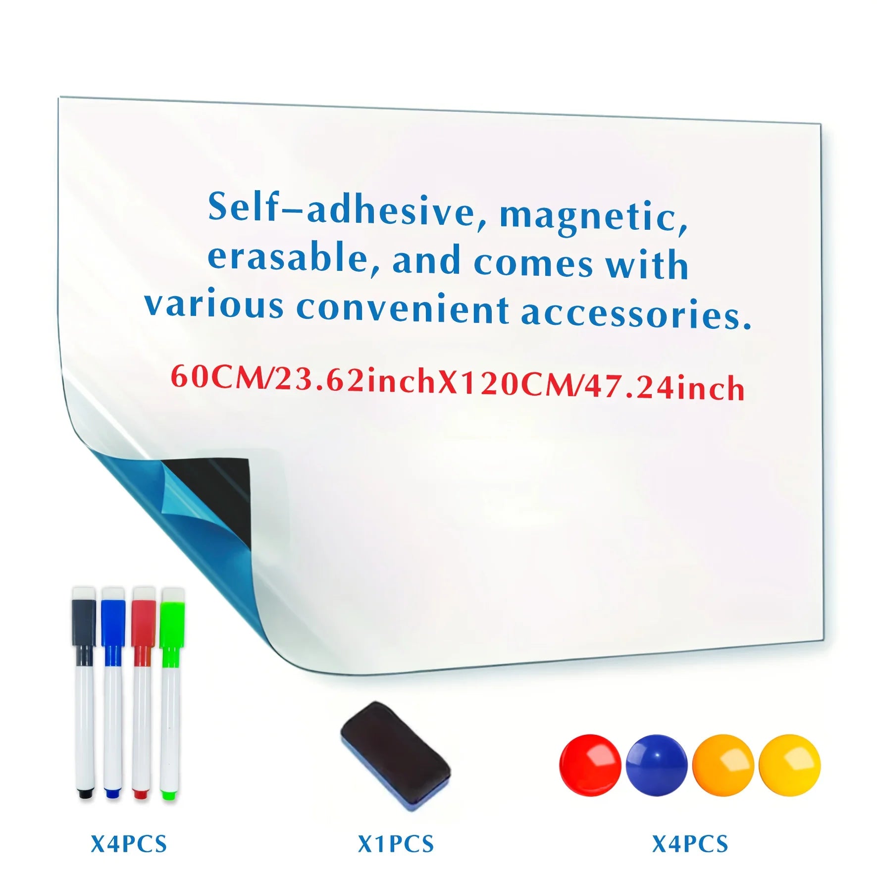 Self-Adhesive Magnetic Whiteboard Sticker — Erasable Dry Erase Wall Surface