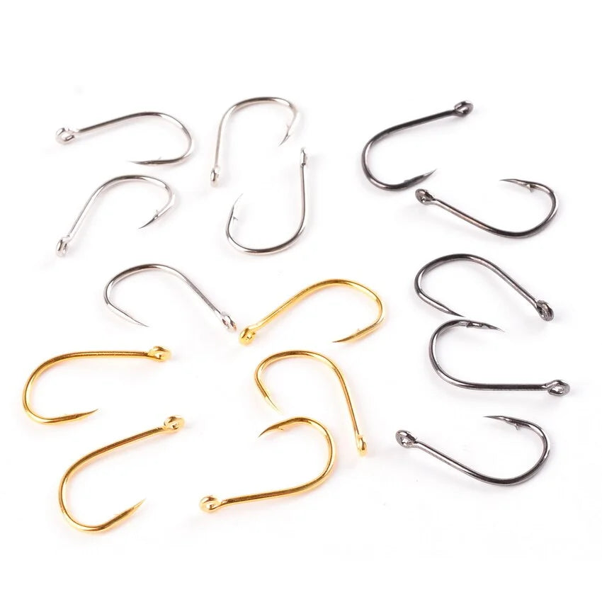 Carbon Steel Fishing Hook Set — Sharp Barbed Single Circle Hooks