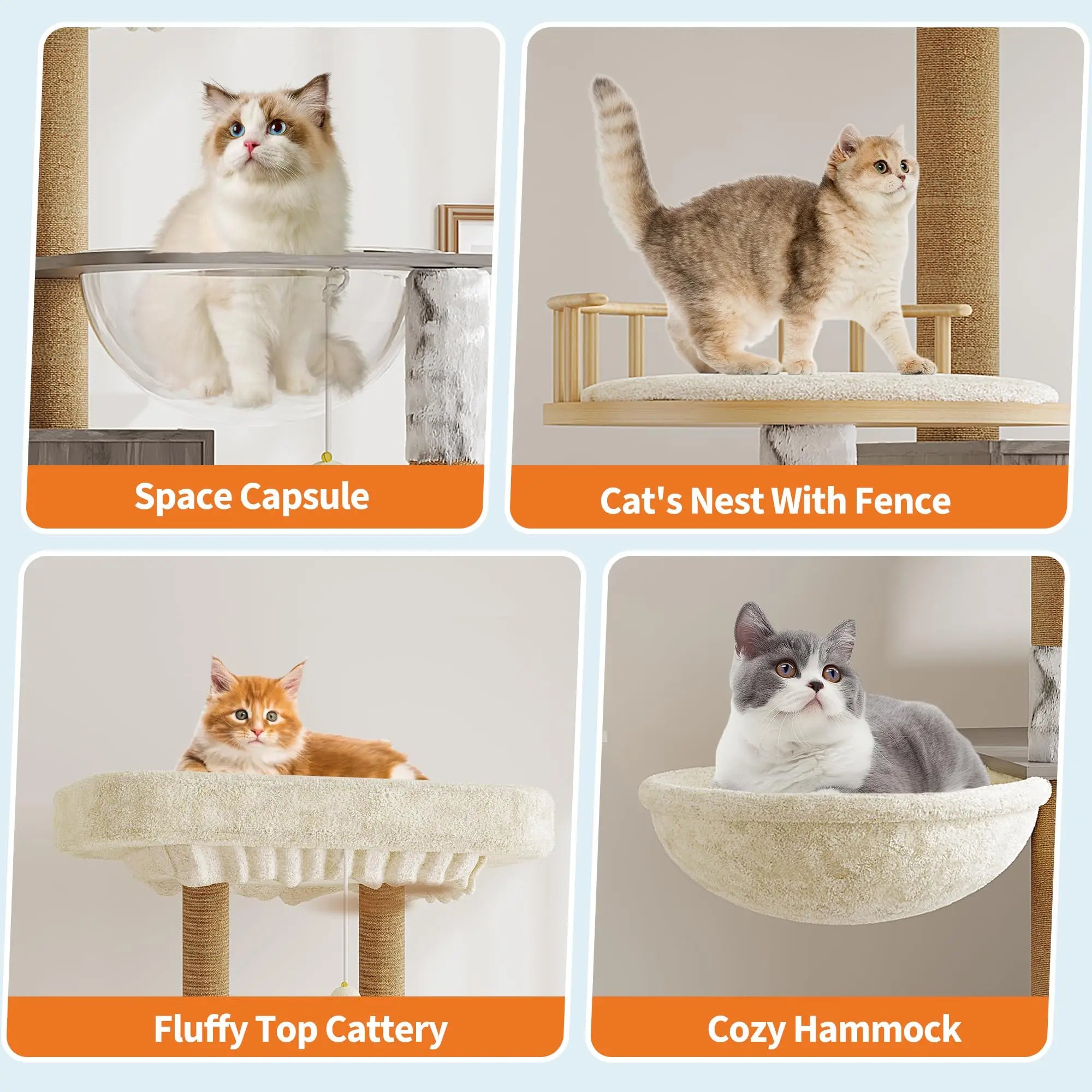 HOSSLLY Multi-Level Cat Tree — Hidden Litter Box & Sisal Scratching Posts