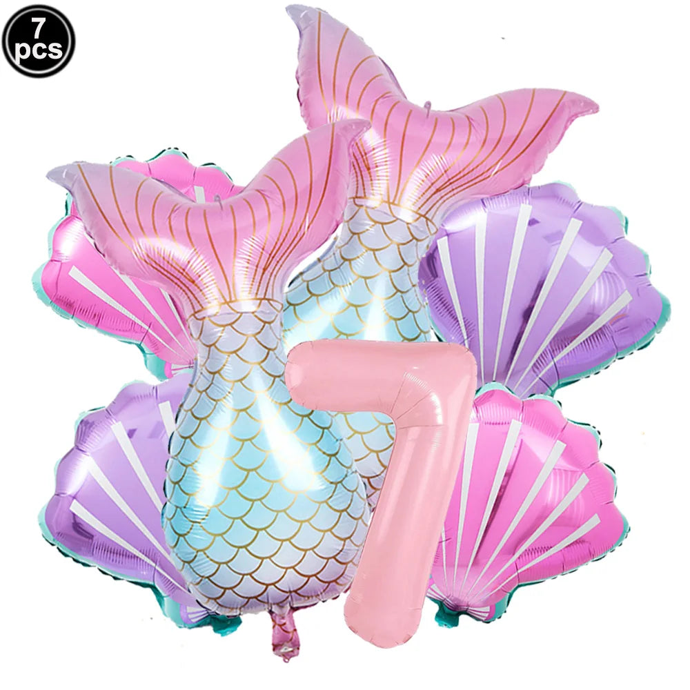 Mermaid Scales Pattern Party Supplies — Disposable Tableware Decor Set