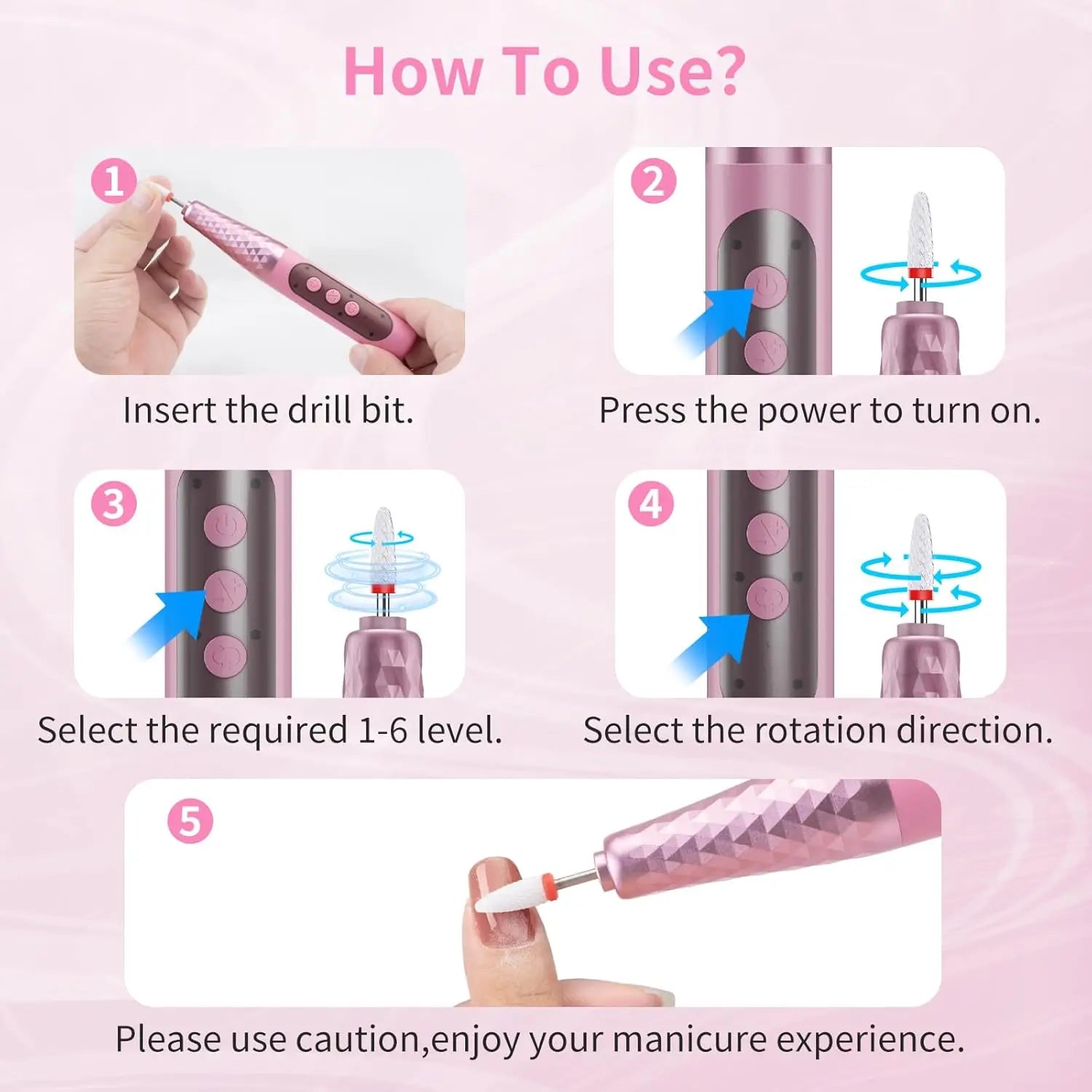 VIMYSHOW Cordless Electric Nail Drill — Professional Manicure & Pedicure Kit