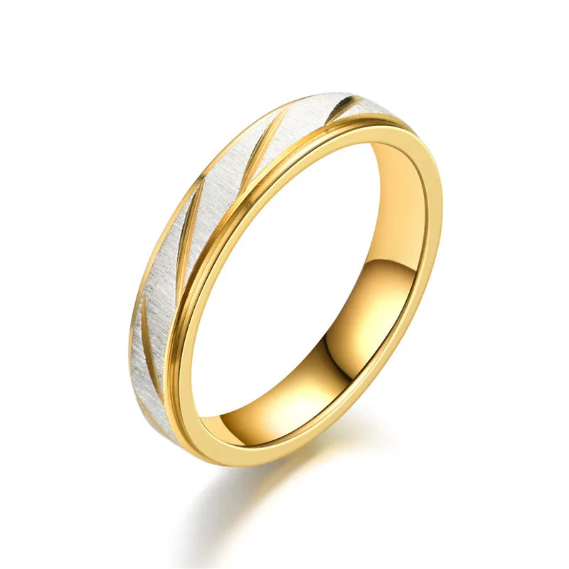 Classic Wave Pattern Couple Rings — Stainless Steel Promise Jewelry