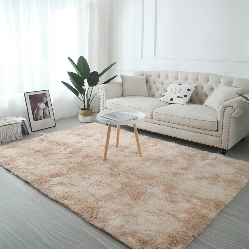VIKAMA Tie-Dye Plush Carpet — Soft Fluffy Area Rug for Living Room & Nursery