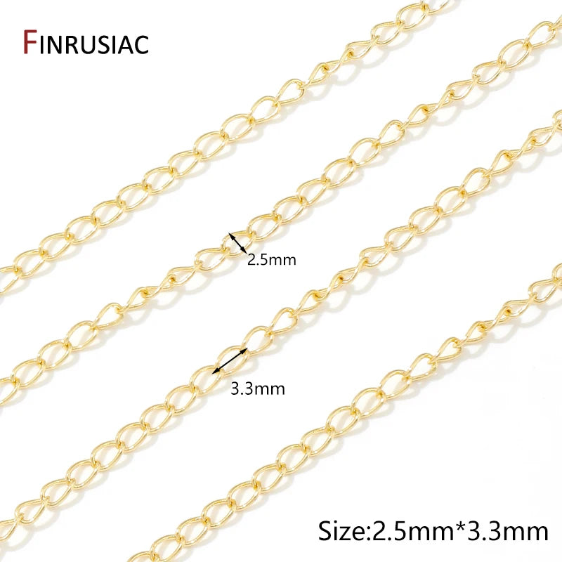 FINRUSIAC 14K Gold Plated Brass Cable Chain — DIY Jewelry Making Supplies